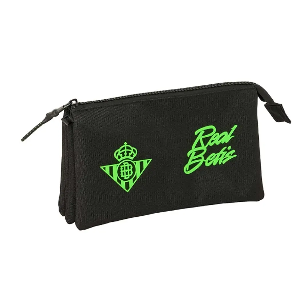 Safta Real Betis Balompie Portatodo - 3 Compartimentos con Cremallera - Bolsillo Interior Central - 22x12x3cm - Color Negro y Verde 1