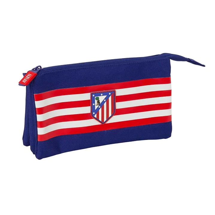 Safta Atletico de Madrid Portatodo - 3 Compartimentos con Cremallera - Bolsillo Interior Central - 22x12x3cm - Color Azul Marino 1
