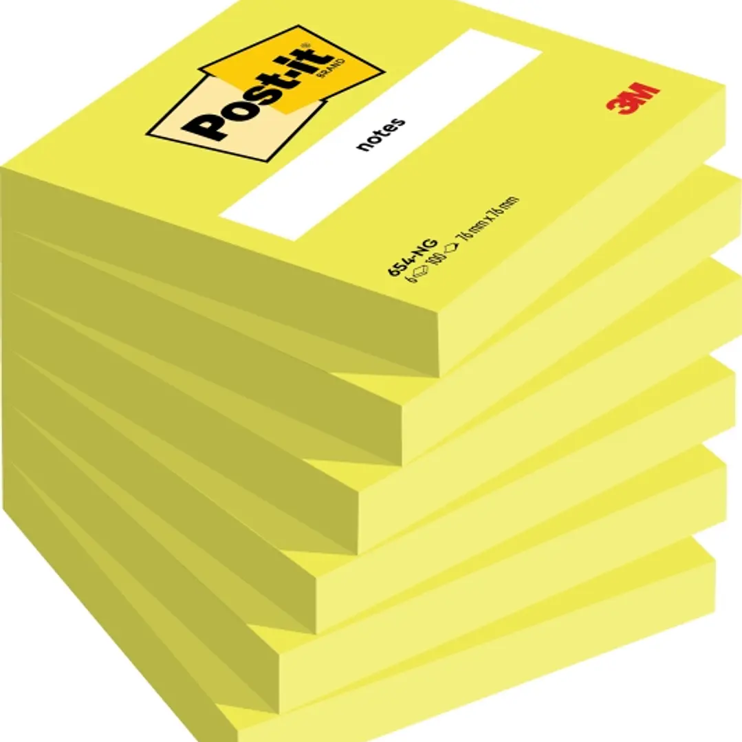 Post-It Pack de 6 Blocs de 100 Notas Adhesivas Reposicionables - Forma Cuadrada - 76x76mm - Color Verde 1