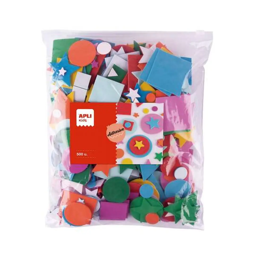 Apli Kids Bolsa de 500 Formas de Goma EVA - Formas, Tamaños y Colores Surtidos 1