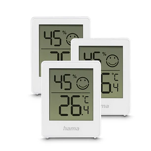 Hama Cres Pack de 3 Medidores de Temperatura y Humedad para Interior - Pantalla Digital - Permite Colgar en Pared - Indicador de Confort - 4.5x3.1x5.6