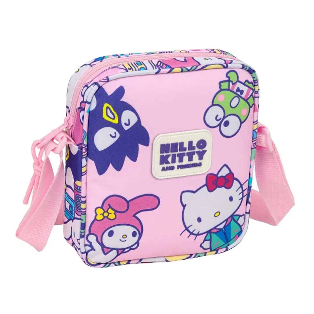 Safta Hello Kitty and Friends Bolsito con Bandolera Ajustable - Compacto - Cierre con Cremallera - 16x18x4cm - Color Rosa 1