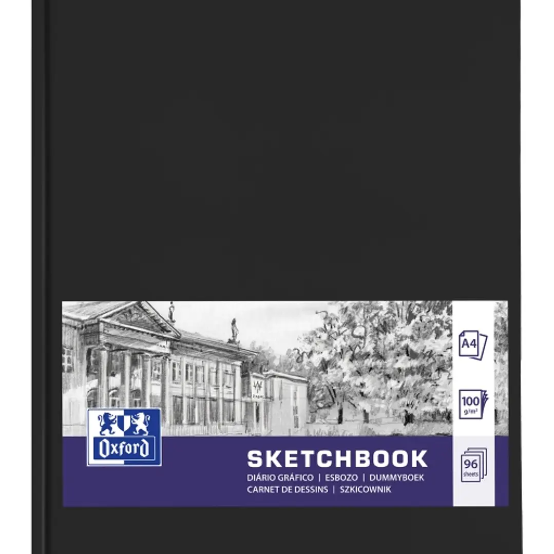 Oxford Oxfart Cuaderno de Bocetos - Formato A4 - 48 Hojas de 100g - Resistente al Borrado - Color Negro 1