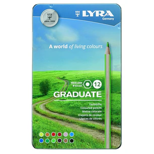Lyra Graduate Pack de 12 Lapices de Colores - Hexagonal - Estuche de Metal - Color Negro