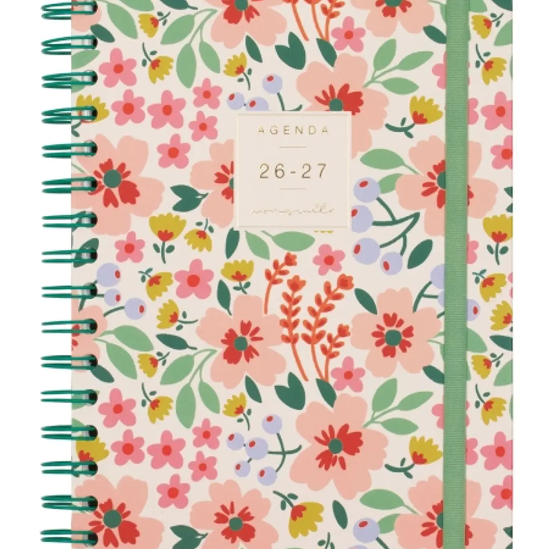 Finocam Moniquilla Agenda Escolar 26/27 en Catalan - Semana Vista Horizontal - Formato E10 - 155x212mm - Tapa Dura - Papel de 80g/m2 - Espiral Metalic 1