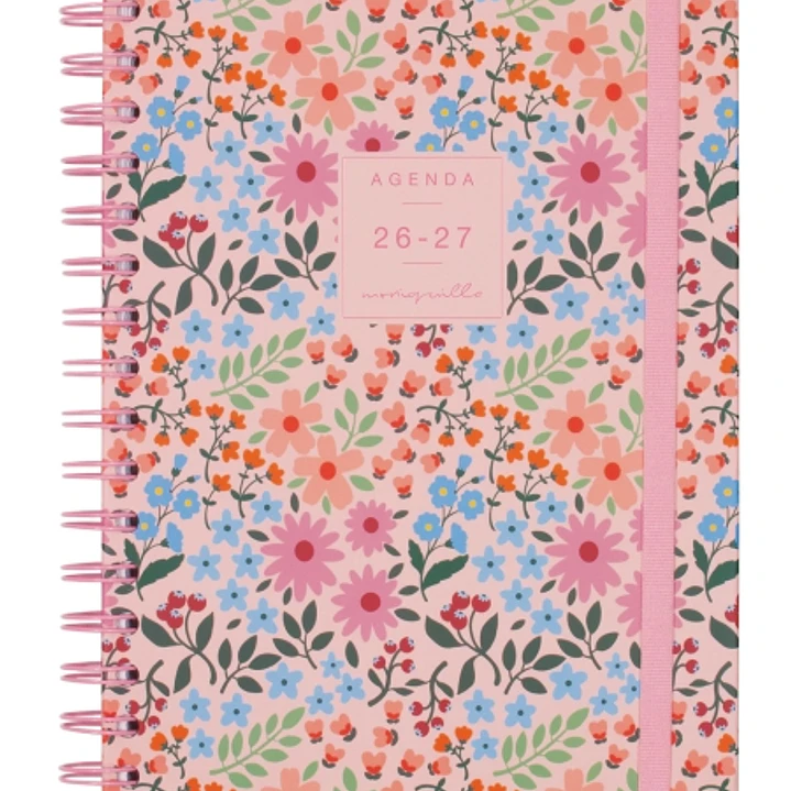 Finocam Moniquilla Agenda Escolar 26/27 en Catalan - Semana Vista Horizontal - Formato E10 - 155x212mm - Tapa Dura - Papel de 80g/m2 - Espiral Metalic 1