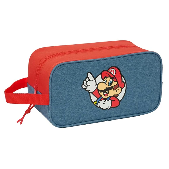 Safta Super Mario Zapatillero Mediano - Capacidad 6L - Asa de Mano Lateral - 29x15x14cm - Color Rojo y Azul 1