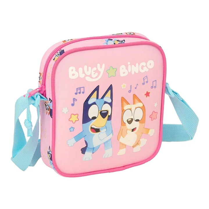 Safta Bluey Dance Bolsito con Bandolera Ajustable - Compacto - Cierre con Cremallera - 16x18x4cm - Color Rosa 1