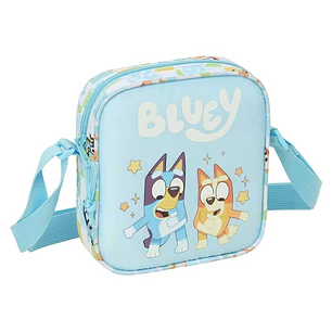 Safta Bluey Ready Bolsito con Bandolera Ajustable - Compacto - Cierre con Cremallera - 16x18x4cm - Color Azul Pastel