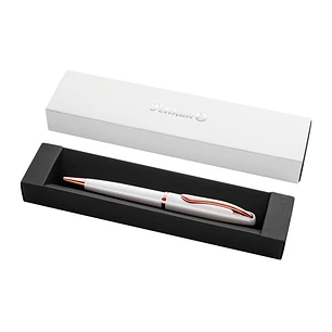 Pelikan Jazz Noble Boligrafo Retractil - Trazo de 1mm - Mecanismo de Giro - Recambio 337M Azul - Estuche de Regalo - Detalles Cromados - Color Perla