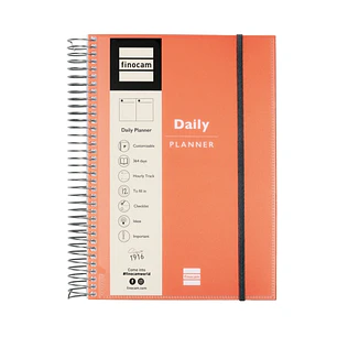 Finocam My Time Agenda sin Fechar - 1 Dia por Pagina - Formato E10 - 155x212mm - Tapas de Polipropileno - Papel de 80g/m2 - Espiral de Plastico - Adhe