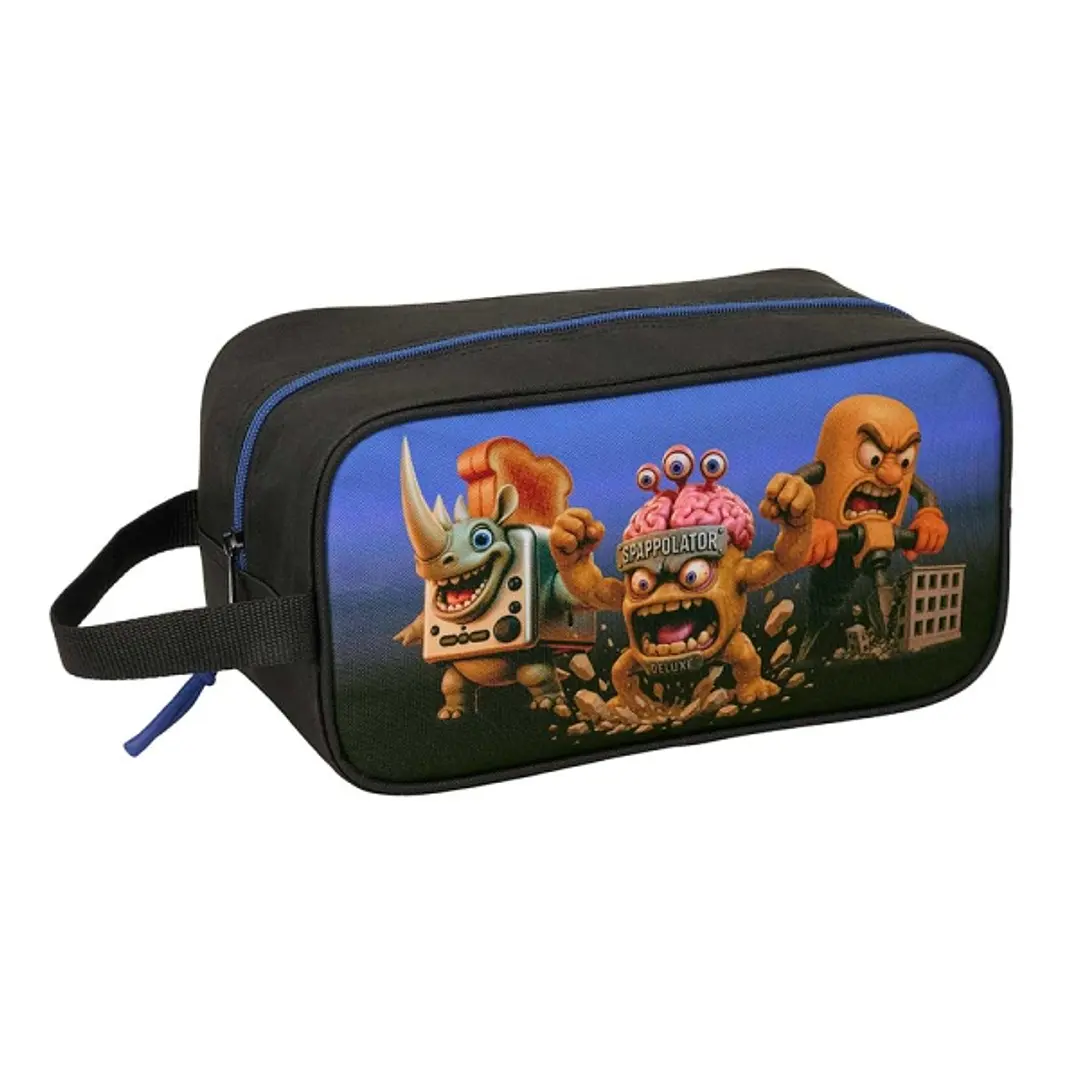 Safta Brainrot Zapatillero Mediano - Capacidad 6L - Asa de Mano Lateral - 29x15x14cm - Color Negro y Azul 1
