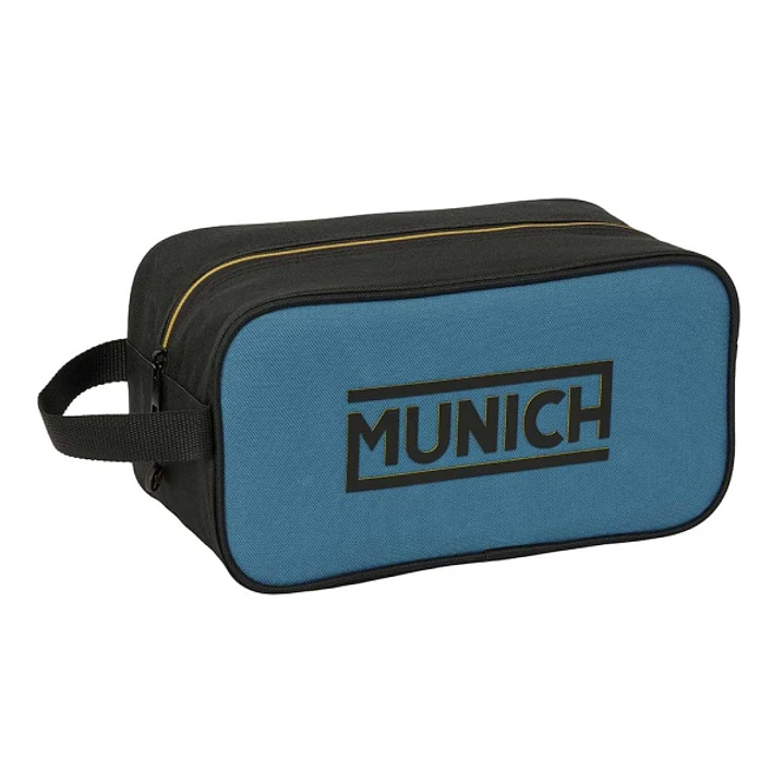 Safta Munich Zapatillero Mediano - Capacidad 6L - Asa de Mano Lateral - 29x15x14cm - Color Negro y Azul 1