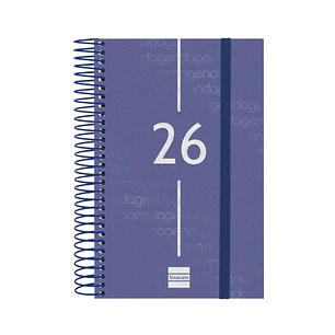 Finocam Year Agenda de Espiral en Catalan - Anual 2026 - Tapa Ligera - Formato E5 - 135x24x181mm - 1 Dia por Pagina - Color Azul