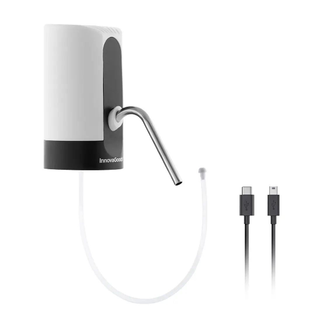 Innovagoods Dispensador de Agua Automatico - Libre de BPA - Recargable USB - Compatible con Garrafas - Incluye Adaptador - Bateria 1200mAh - 7x13x16cm 1