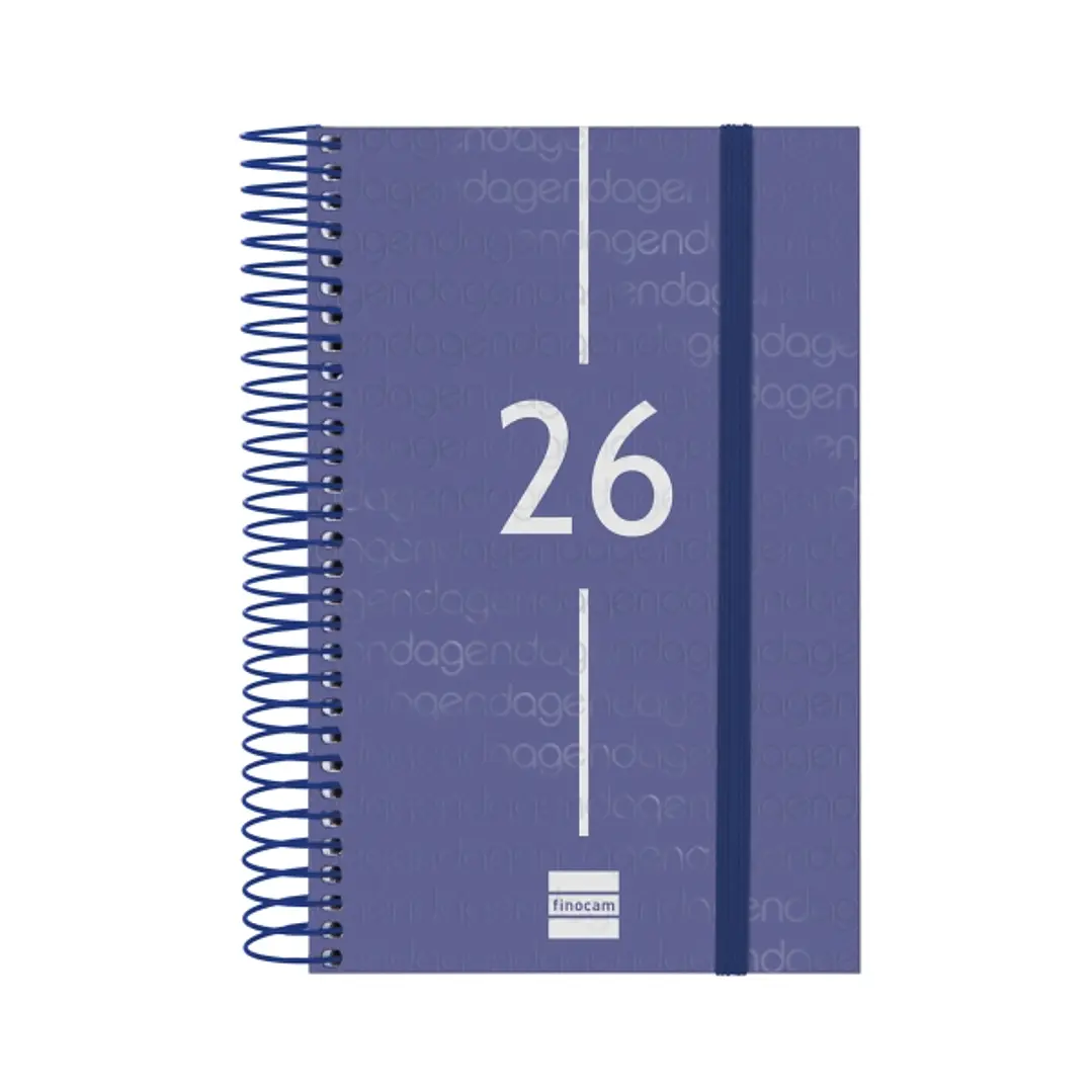 Finocam Year Agenda de Espiral - Anual 2026 - Tapa Ligera - Formato E5 - 135x24x181mm - 1 Dia por Pagina - Color Azul 1