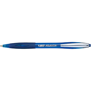 Bic Atlantis Soft Boligrafo Retractil con Clip Metalico - Punta de 1mm - Cuerpo Transparente con Grip - Color Azul