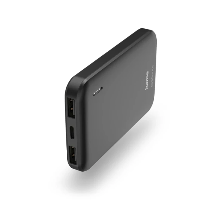 Hama Bateria Externa Powerbank 5000mAh - Polimero de Litio - USB-C - USB-A - Carga Rapida - 2 Conexiones de Salida - Indicador LED de Carga - 14.5x102 1
