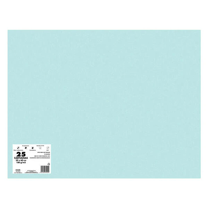 Dohe Pack de 25 Cartulinas de 180 G/M2 - Tamaño 50x65cm - PH Neutro - Libres de Cloro Elemental - Colorantes Biodegradables - Color Azul Sado 1