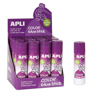 Apli Barra Pegamento Adhesivo 21g - Facil Aplicacion - No Toxico - Color Lila pero una Vez Seco se Vuelve Invisible