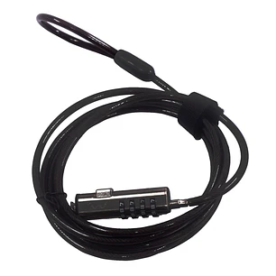 Ewent Cable de Seguridad para Portatiles con Ranura Nano - Candado de Combinacion Numerica - Cable de Acero - Cobertura de Vinilo - 1.8m de Longitud -