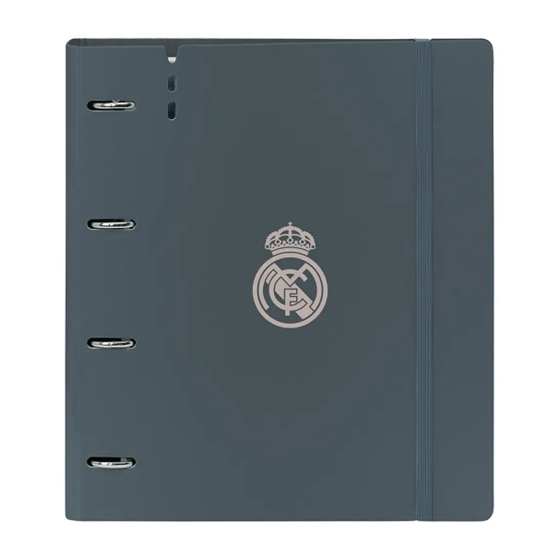 Safta Real Madrid 3ª Equipacion 24/25 Carpeta con 4 Anillas 35mm - Tapas de PP Foam - Recambio 100 Hojas - Cierre Elastico - Separadores Internos - 27 1