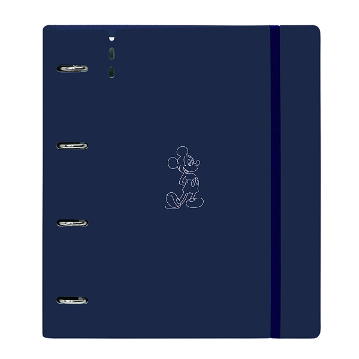 Safta Mickey Mouse Good Day Carpeta con 4 Anillas 35mm - Tapas de PP Foam - Recambio 100 Hojas - Cierre Elastico - Ranura para Boligrafo - Incluye Sep 1