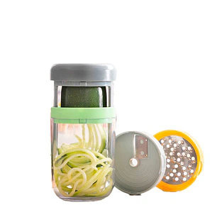 Innovagoods Vigizer Cortador de Verduras en Espiral y Rallador - 3 Tipos de Corte - Libre de BPA - Compacto y Desmontable - Incluye Protector de Dedos