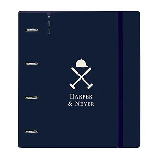 Safta Harper and Neyer Carpeta con 4 Anillas 35mm - Tapas de PP Foam - Recambio 100 Hojas - Cierre Elastico - Ranura para Boligrafo - Incluye Separado