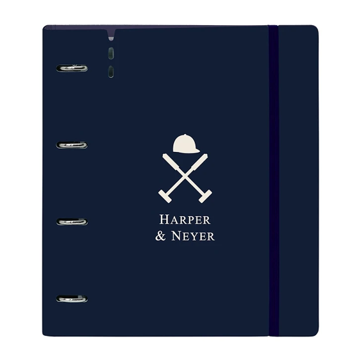 Safta Harper and Neyer Carpeta con 4 Anillas 35mm - Tapas de PP Foam - Recambio 100 Hojas - Cierre Elastico - Ranura para Boligrafo - Incluye Separado 1
