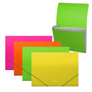 Erichkrause Clasificadores Matt Neon - 12 Fundas - Tamaño A4 - Color Surtidos