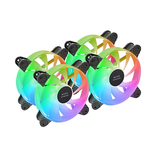 Mars Gaming MF-4A Pack de 4 Ventiladores de 120mm - 1000rpm - Iluminacion ARGB sin Marco - FDB - Silencioso 14dB - Tornillos Incluidos - Rodamientos H