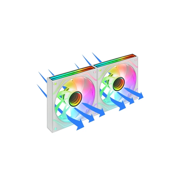 Mars Gaming MF-3DPROX2R Pack de 2 Ventiladores de 120mm - Iluminacion ARGB Infinity Mirror 360º - Silencioso 12dB - Control PWM - Color Blanco 1