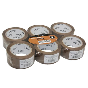 Zap Pack de 6 Precintos de Embalaje 50mm x 66m - Polipropileno 55 micras - Color Marron