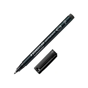 Staedtler Lumocolor 318 Rotulador Permanente - Punta Fina Redonda - Trazo 0.6mm - Capuchon con Clip - Secado Rapido - Color Negro