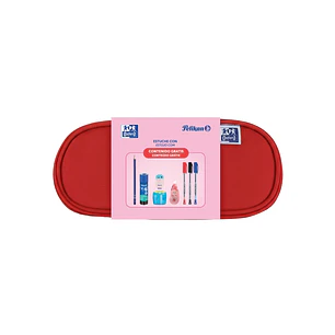 Oxford Kangoo Kids Estuche Cofre - Goma Elastica para Cuadernos - Incluye Material Escolar - Colores Surtidos