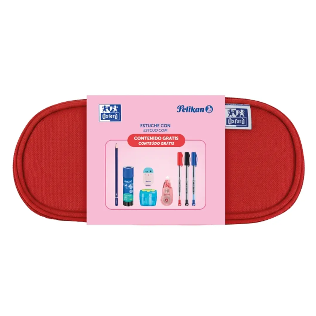 Oxford Kangoo Kids Estuche Cofre - Goma Elastica para Cuadernos - Incluye Material Escolar - Colores Surtidos 1