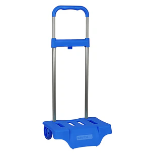 Safta Carro Portamochilas - Ruedas Antivibracion - Sistema de Sujecion Universal - Material Resistente - 30x23x85cm - Color Azul
