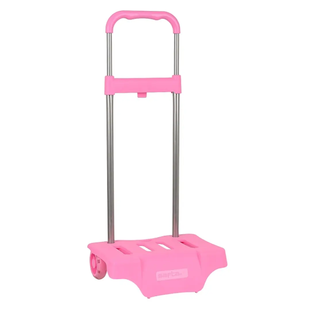 Safta Carro Portamochilas - Ruedas Antivibracion - Sistema de Sujecion Universal - Medidas Compactas - 32x16x44cm - Color Rosa 1