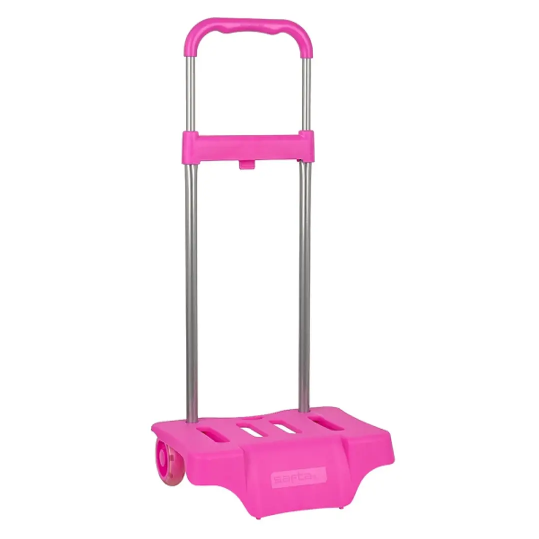 Safta Carro Portamochilas - Compacto y Resistente - Ruedas Silenciosas - Ajustable en Altura - Facil de Almacenar - 300x230x850mm - Color Rosa 1