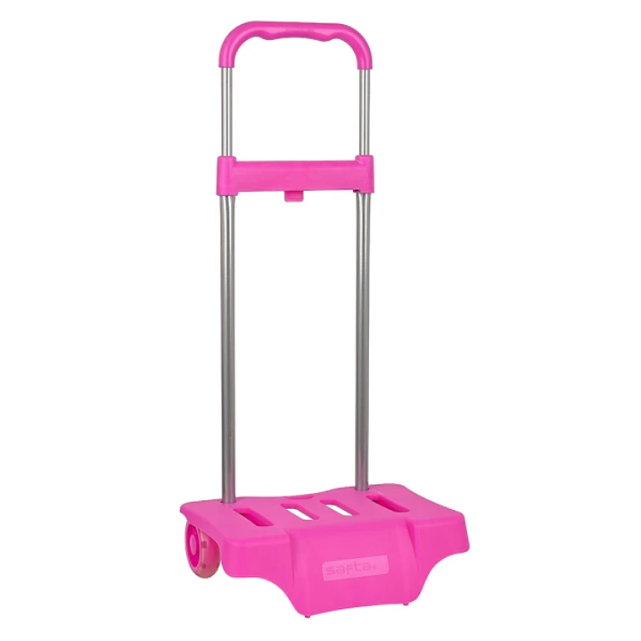 Safta Carro Portamochilas - Compacto y Resistente - Ruedas Silenciosas - Ajustable en Altura - Facil de Almacenar - 300x230x850mm - Color Rosa 1