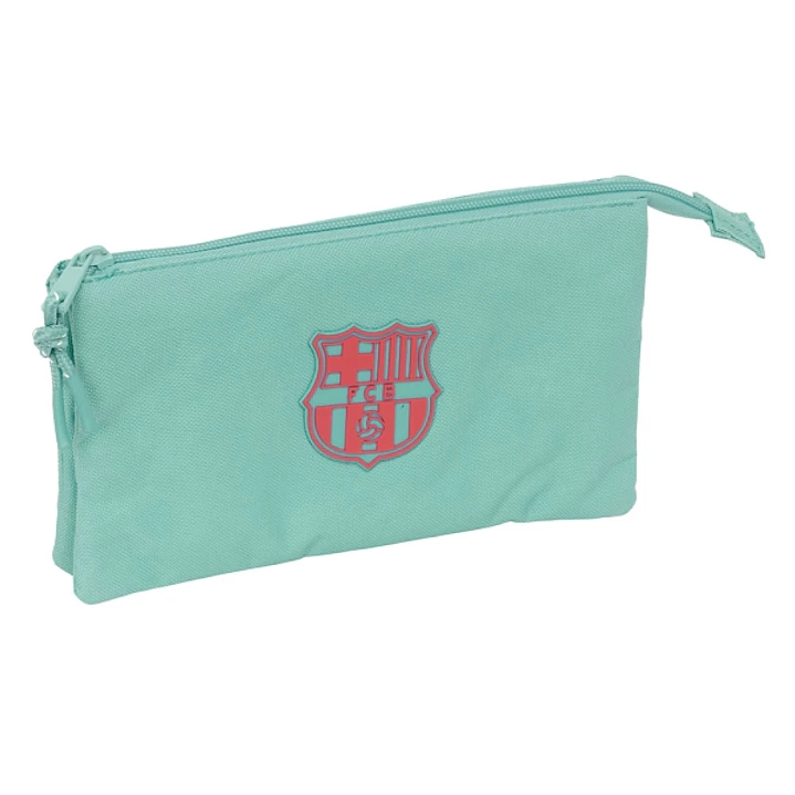 Safta F.C.Barcelona Chica Musgo Portatodo - 3 Compartimentos con Cremalleras - Bolsillo Interior - 0.6L - 220x30x120mm - Color Menta 1