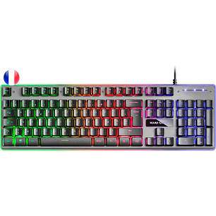 Mars Gaming Teclado Gaming MK220 - Tecnologia H-MECH - Iluminacion FRGB Rainbow - Panel de Aluminio - Base de ABS Reforzado - Diseño Completo - Materi