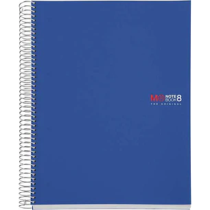 Miquel Rius Notebook8 Cuaderno de Espiral Formato A4 - 200 Hojas de 70 gr Microperforadas con 4 Taladros - Cubiertas de Polipropileno - Cuadricula 5x5