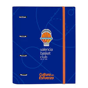 Safta Valencia Basket Carpeta con 4 Anillas 30mm - Tapas Duras Forradas - Recambio 100 Hojas - Cuadriculas 5x5mm - Cierre Elastico - Incluye Separador