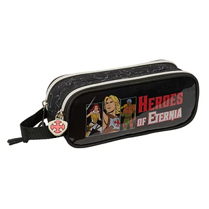 Safta Masters of the Universe Portatodo - 2 Compartimentos con Cremallera - Asa Lateral - Capacidad 1L - 21x8x6cm - Color Gris y Negro