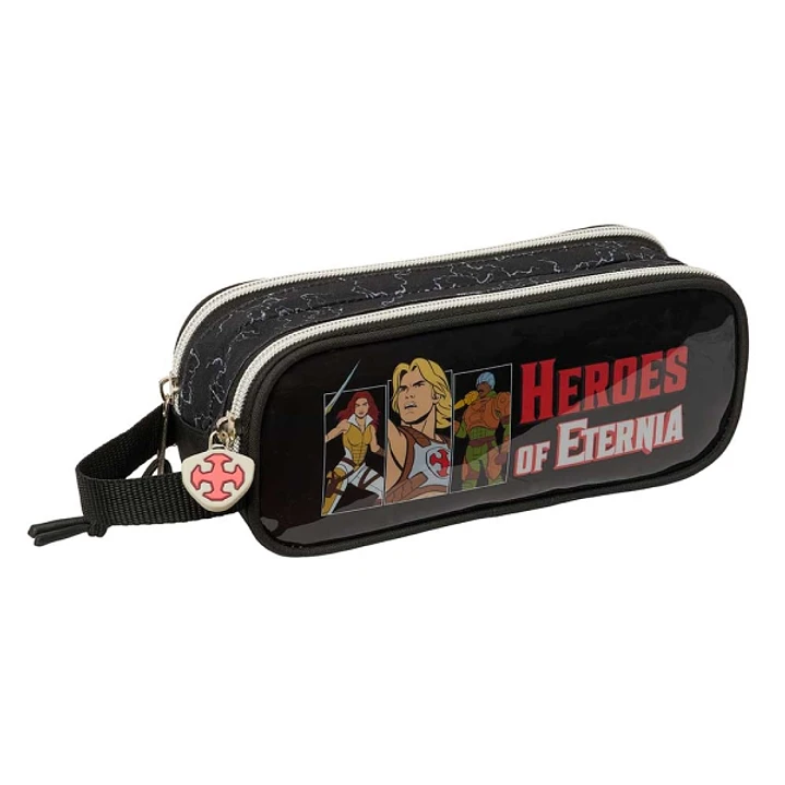 Safta Masters of the Universe Portatodo - 2 Compartimentos con Cremallera - Asa Lateral - Capacidad 1L - 21x8x6cm - Color Gris y Negro 1