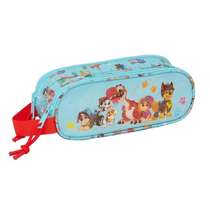 Safta Paw Patrol Dino Rescue Portatodo - 2 Compartimentos con Cremallera - Asa Lateral - Capacidad 1L - 21x8x6cm - Color Azul Pastel 1