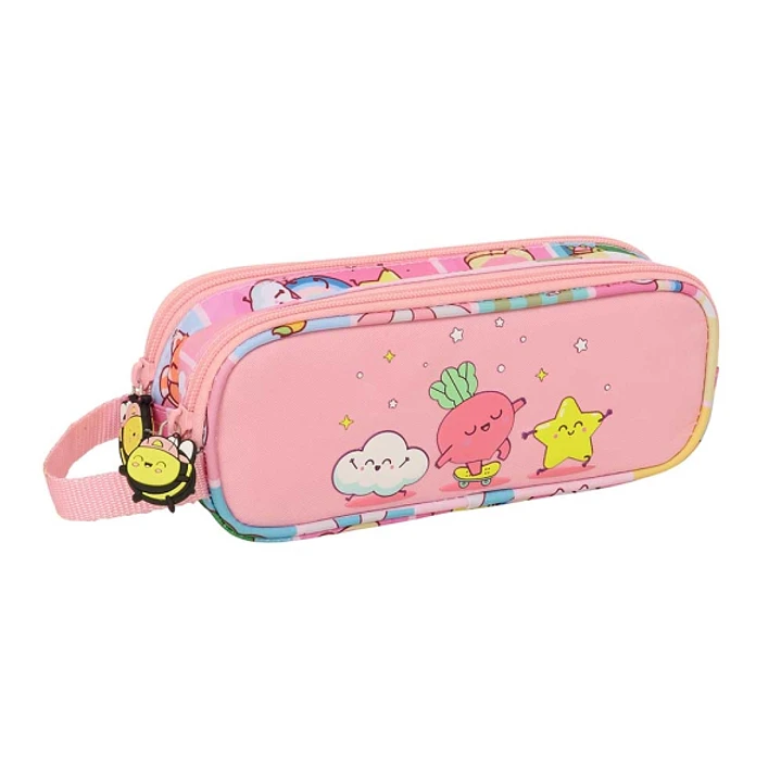 Safta Mr. Wonderful Comic Portatodo - 2 Compartimentos con Cremallera - Asa Lateral - Capacidad 1L - 21x8x6cm - Color Rosa 1