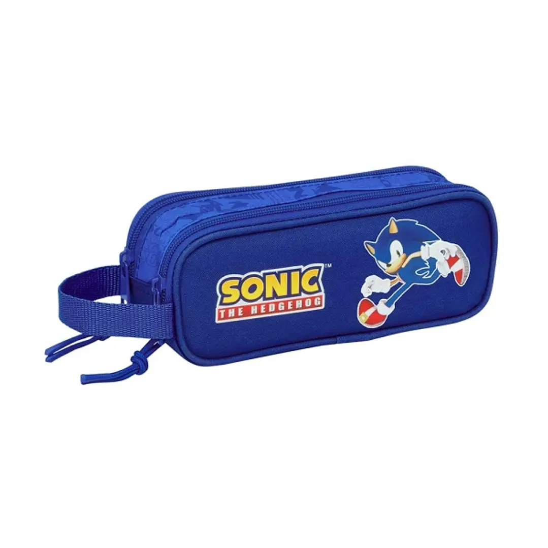 Safta Sonic Portatodo - 2 Compartimentos con Cremalleras - Asa Lateral - 1L - 210x60x80mm - Color Azul Oscuro 1